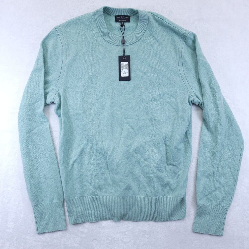 Rag & Bone Harding Cashmere Crew Sweater In Rover Green Mens Size M NWT
